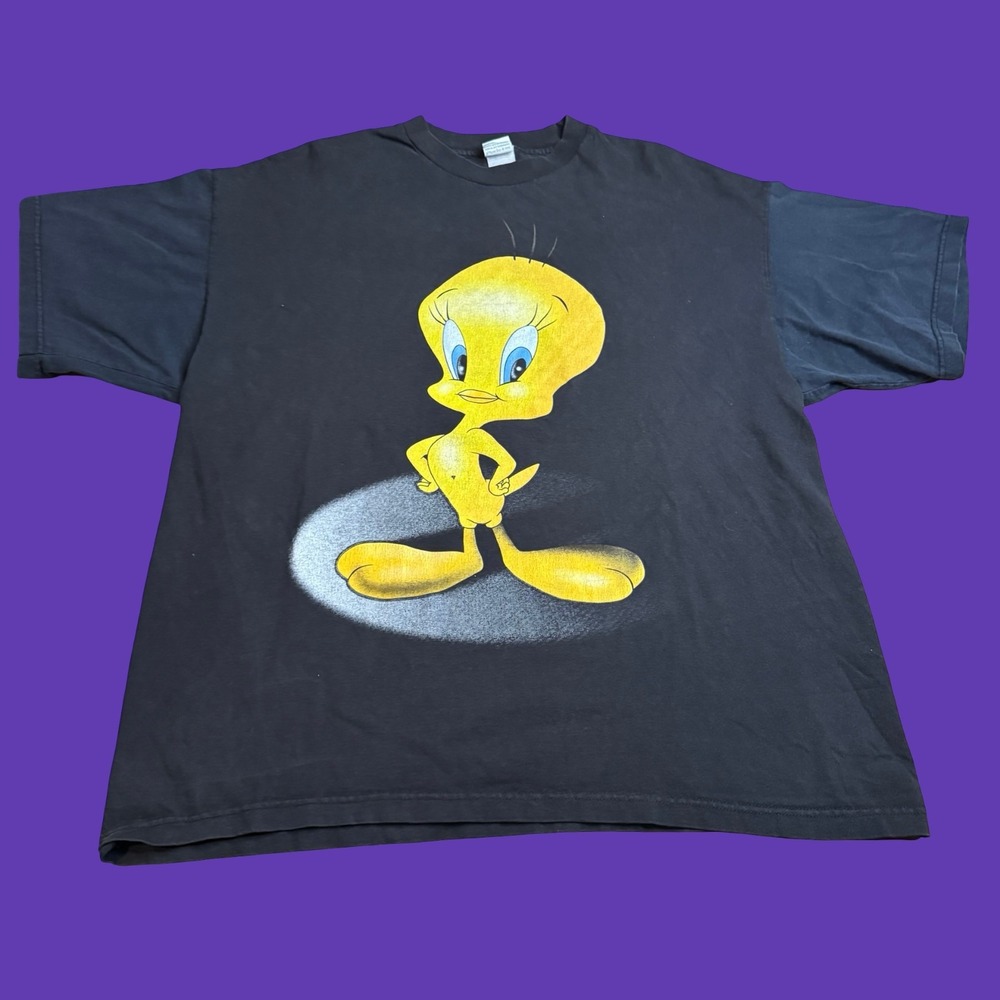 Vintage Tweety Bird Looney Tunes Tee XL Black 1999 Cartoon Retro Graphic